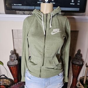 Nike Women's Gym Vintage full-zip hoodie olive green 813872-385 XS